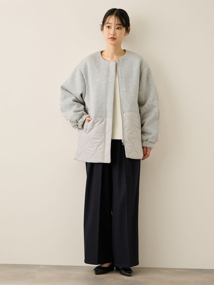 ダンボール中綿切り替えノーカラージャケット≪手洗い可能≫