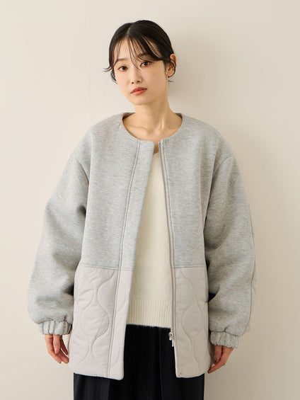 ダンボール中綿切り替えノーカラージャケット≪手洗い可能≫