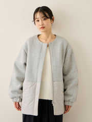 ダンボール中綿切り替えノーカラージャケット≪手洗い可能≫