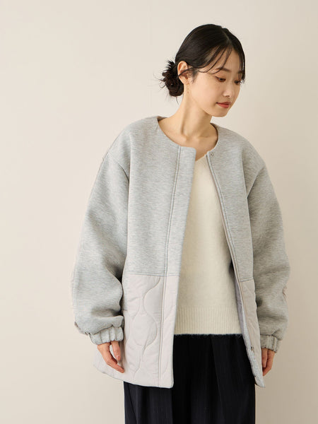 ダンボール中綿切り替えノーカラージャケット≪手洗い可能≫