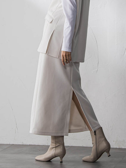 軽量ボンディング3ピーススカートセットアップ≪洗濯機で洗える≫