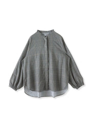 【大きいサイズ】ジョーゼットチェックブラウス≪洗濯機で洗える≫