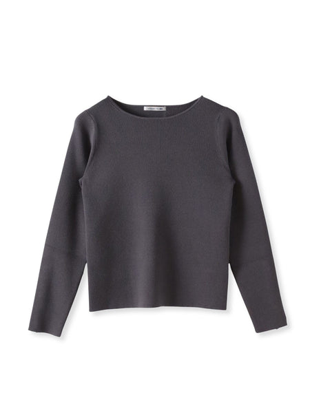 袖フリルパールリブニット