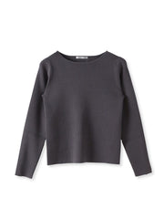 袖フリルパールリブニット