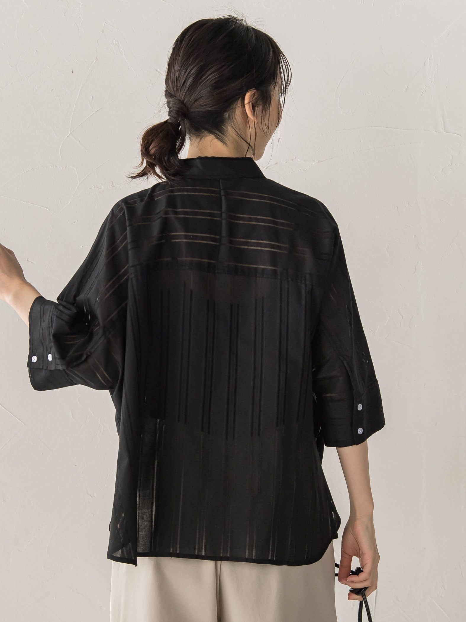 【WEB限定】T/Cストライプブラウス