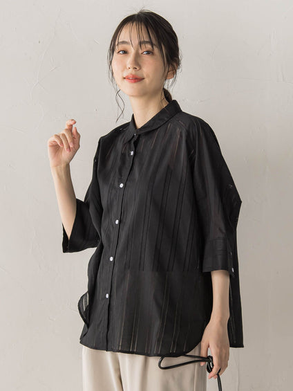 【WEB限定】T/Cストライプブラウス