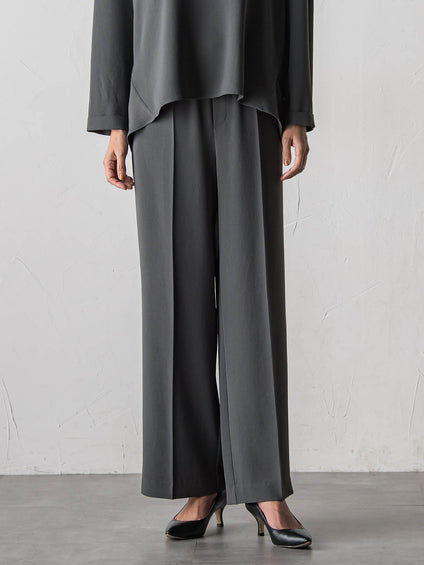 【大きいサイズ】ハイストレッチカルゼワイドパンツ