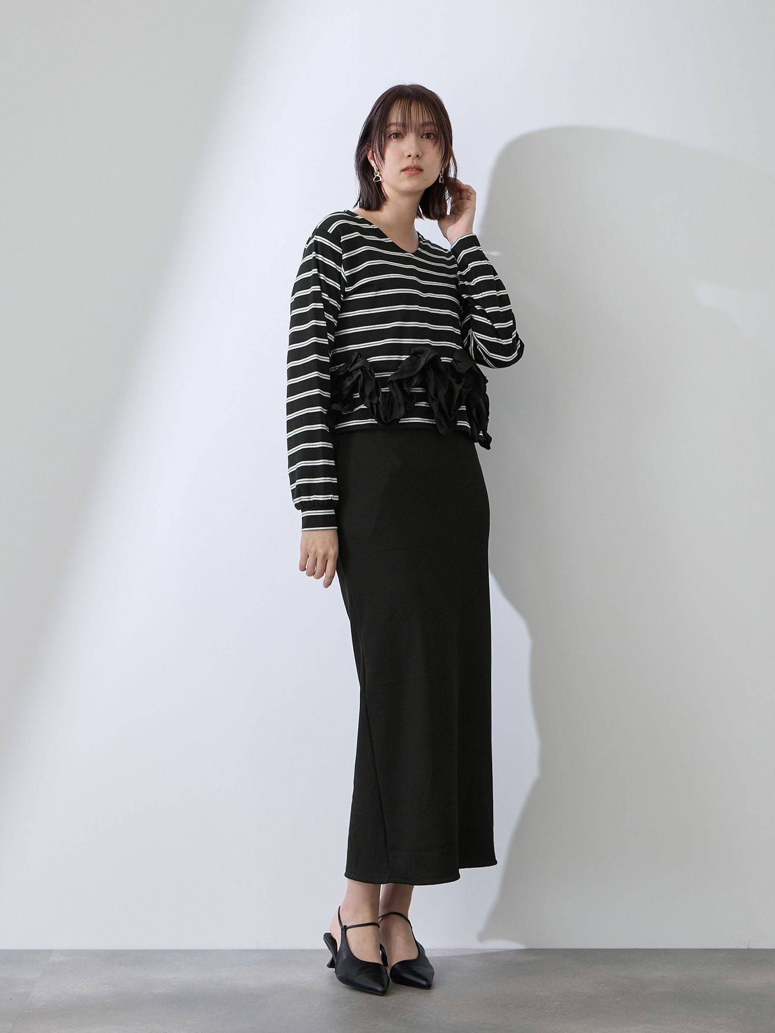 ラッフルヘムクロプトプルオーバー