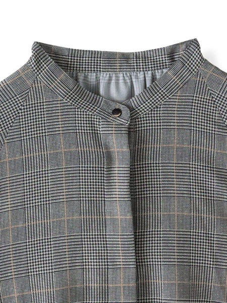 【大きいサイズ】ジョーゼットチェックブラウス≪洗濯機で洗える≫