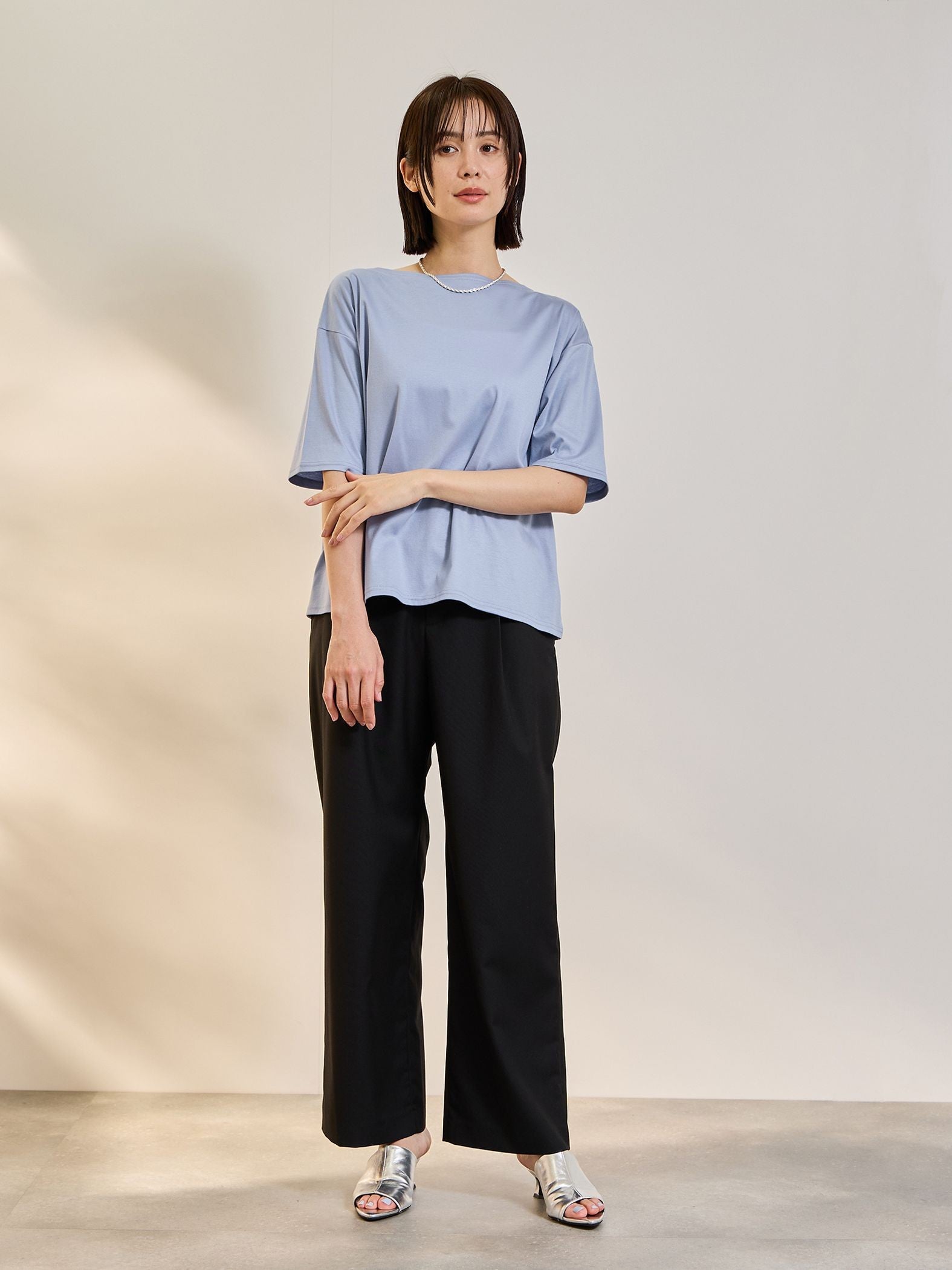 《予約》【連休。涼。軽やかに。】ボートネックT《汗じみ軽減 / 接触冷感》