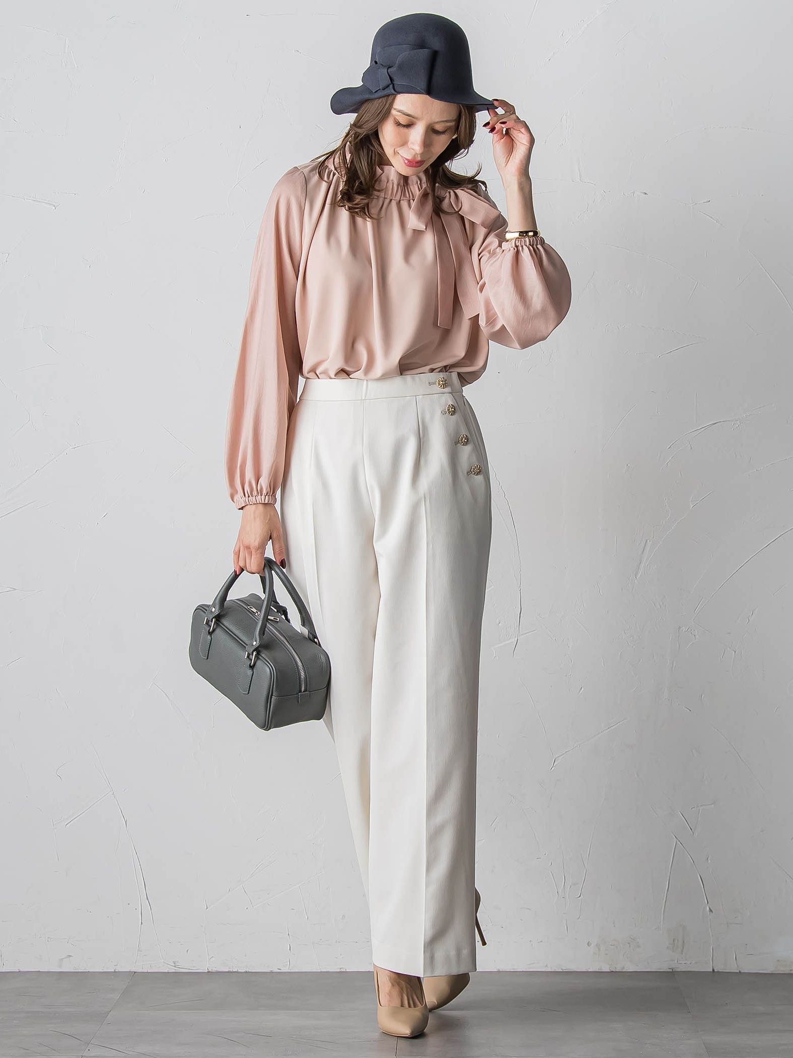 キラキラボタンワイドパンツ≪手洗い可能≫