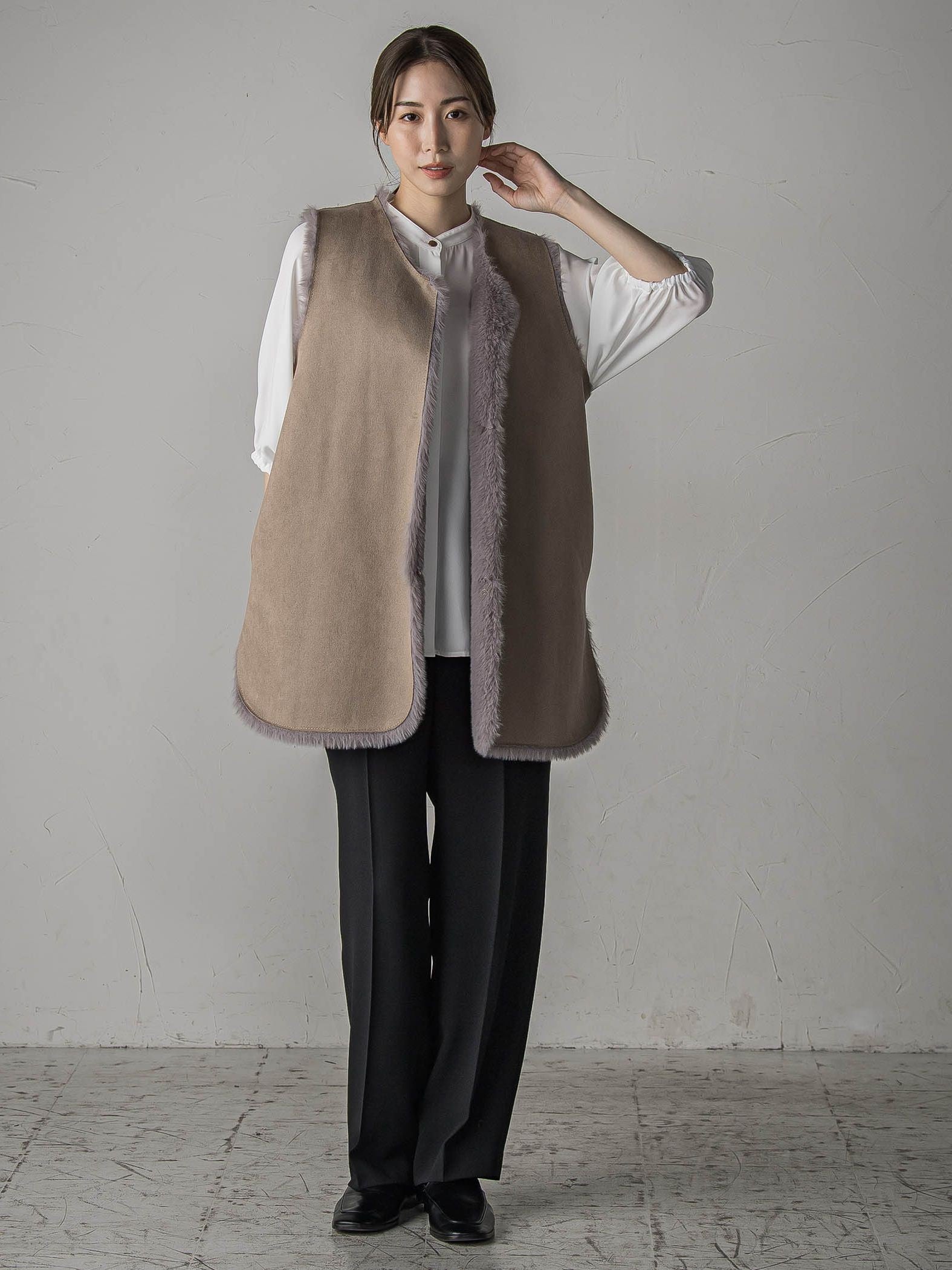 【biyori】”表も裏も主役”リバーシブルフェイクファーベスト