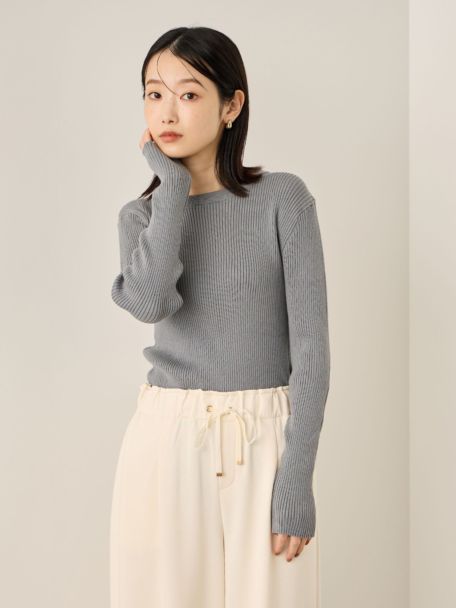 調温クルーネックニット≪手洗い可能≫