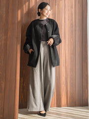 袖ボタンランダムリブニット≪手洗い可能≫