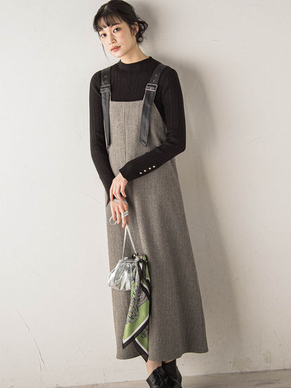 袖ボタンランダムリブニット≪手洗い可能≫