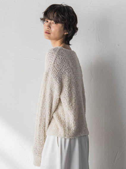 ファンシーヤーンボートネックニットプルオーバー≪手洗い可能≫