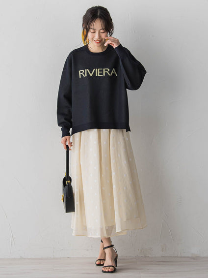 【WEB限定】麻調シアーフロッキードットスカート