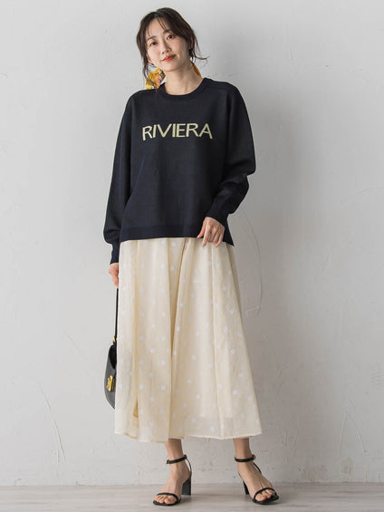 【WEB限定】麻調シアーフロッキードットスカート