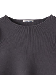 袖フリルパールリブニット