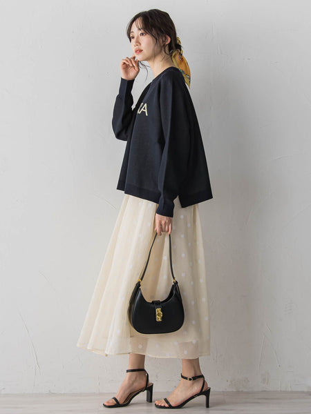 【WEB限定】麻調シアーフロッキードットスカート