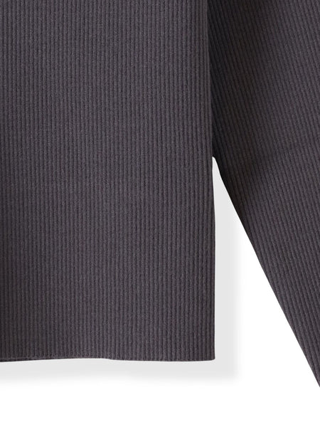 袖フリルパールリブニット