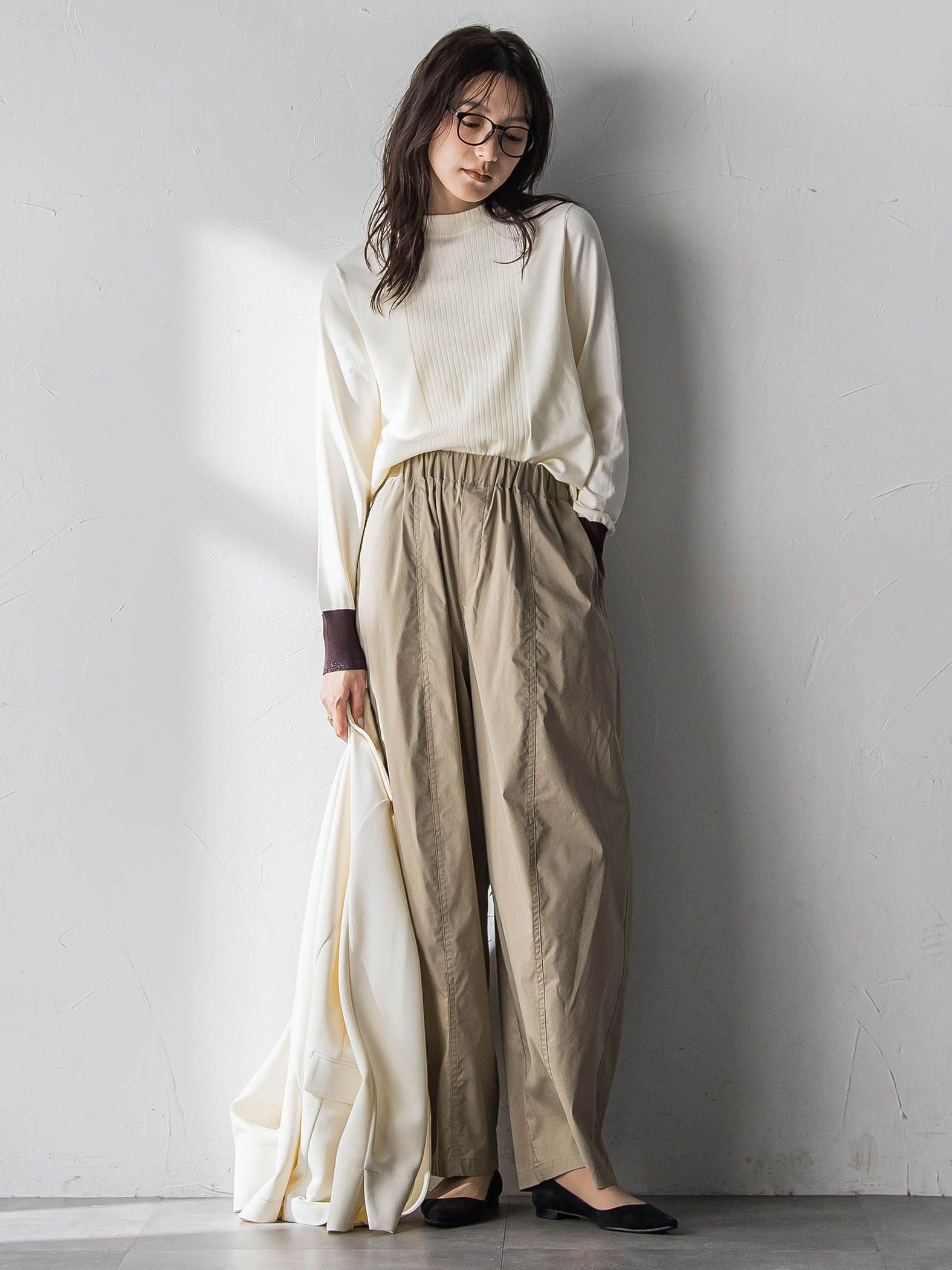 【新色追加】ボトルネック配色ニットプルオーバー≪手洗い可能≫