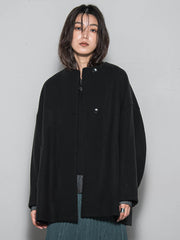 ライトジャージメルトンノーカラーミドルコート