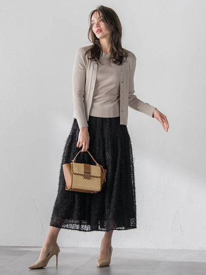 LUCINDAリブニットVカーディガン