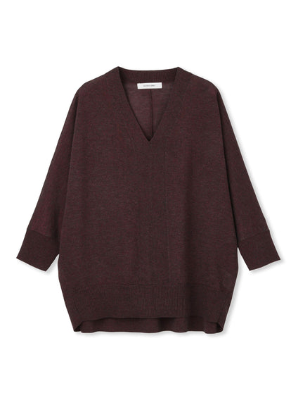 LEVITAシアーVネックドルマンニットプルオーバー≪手洗い可能≫