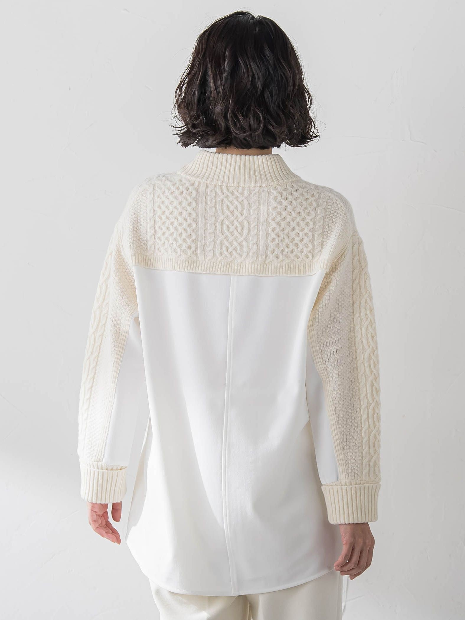 【大きいサイズ】ハミルトンケーブル切り替えニット