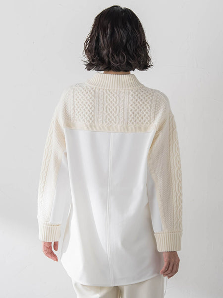 【大きいサイズ】ハミルトンケーブル切り替えニット