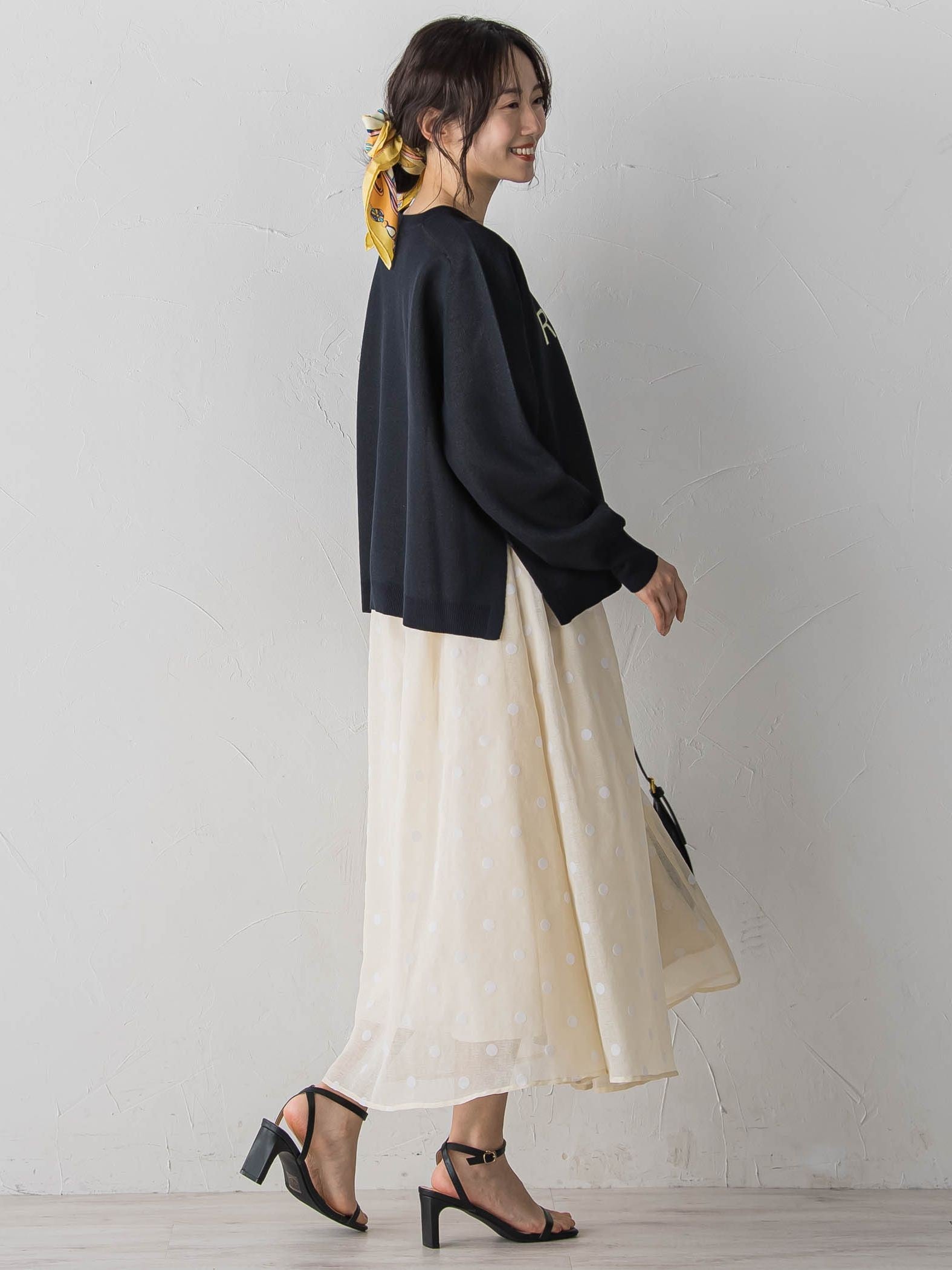 【WEB限定】麻調シアーフロッキードットスカート