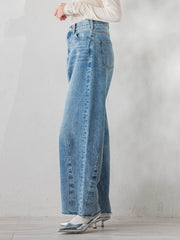 カーブデニムパンツ≪洗濯機で洗える≫