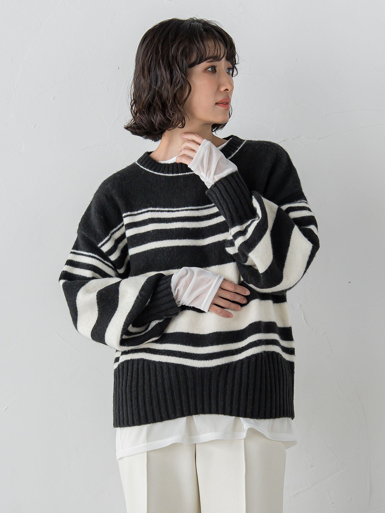 【WEB限定】”ふんわり着心地”ランダムボーダーニット