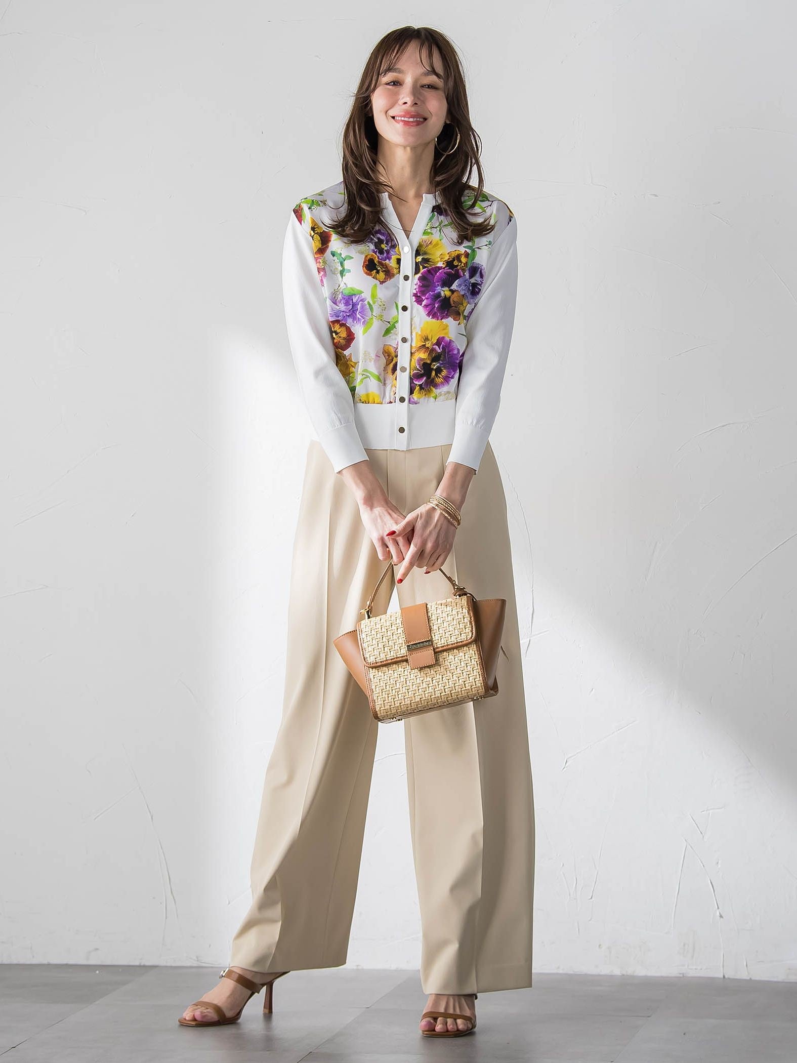 【KEITA KAWASAKI × Viaggio Bluコラボ】パンジープリントカーディガン