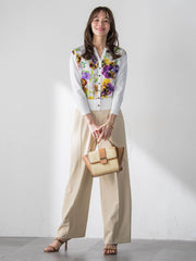 【KEITA KAWASAKI × Viaggio Bluコラボ】パンジープリントカーディガン