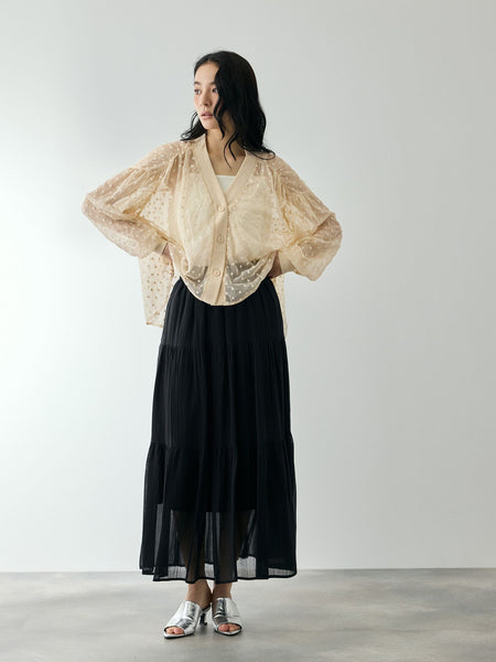 フラワー刺繍テキスタイルカーディガン