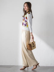 【KEITA KAWASAKI × Viaggio Bluコラボ】パンジープリントカーディガン