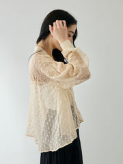 フラワー刺繍テキスタイルカーディガン