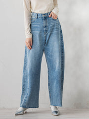 カーブデニムパンツ≪洗濯機で洗える≫