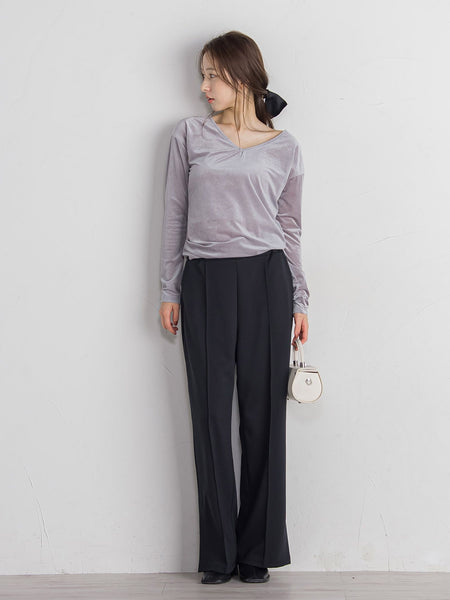 ポンチサイドスリットワイドパンツ≪セットアップ対応/手洗い可能≫