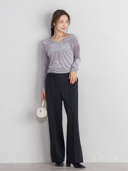 ポンチサイドスリットワイドパンツ≪セットアップ対応/手洗い可能≫