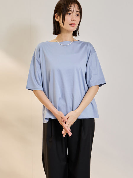 《予約》【連休。涼。軽やかに。】ボートネックT《汗じみ軽減 / 接触冷感》