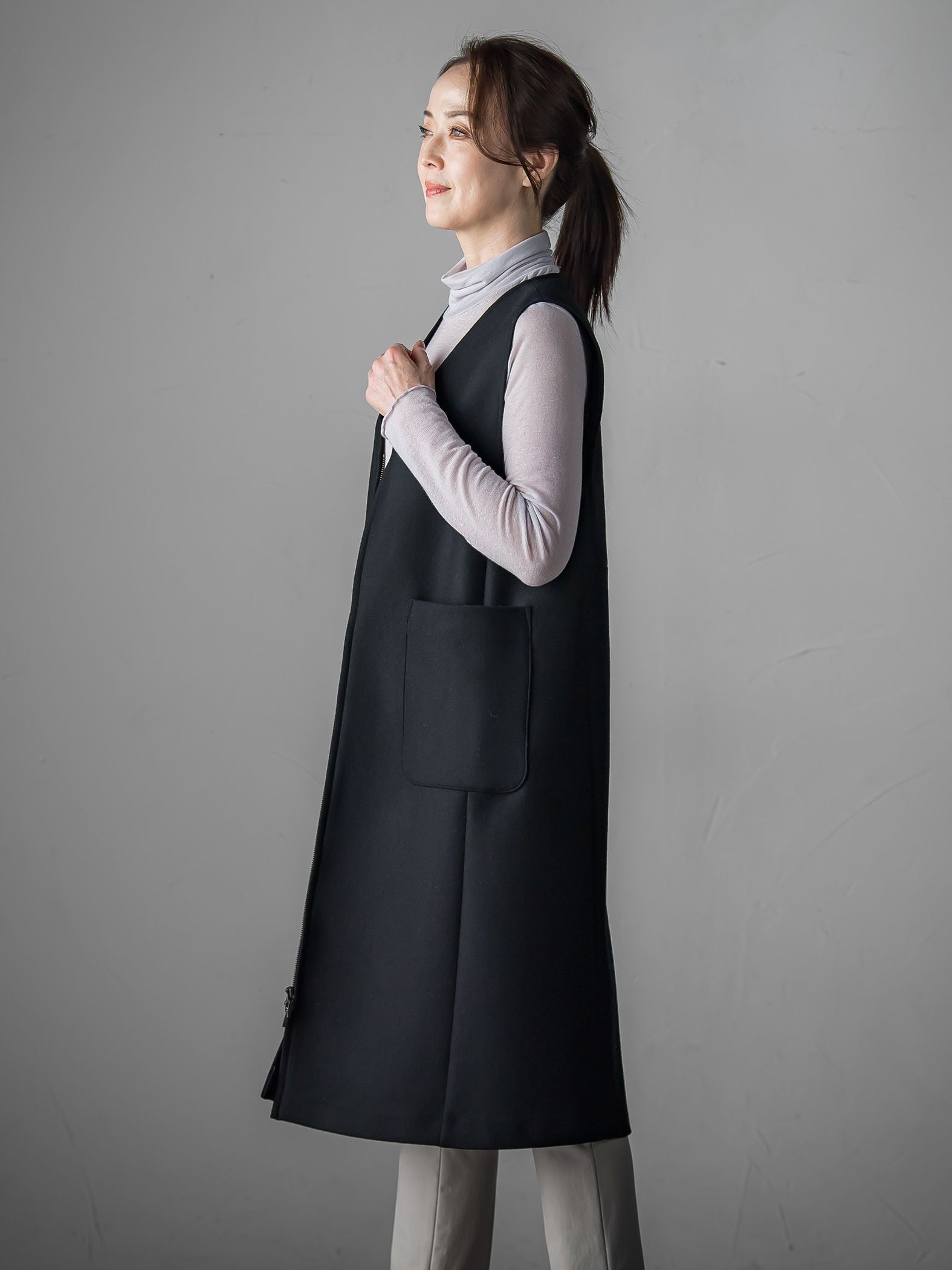 【大きいサイズ】ウールツイードボンディングジャンスカ