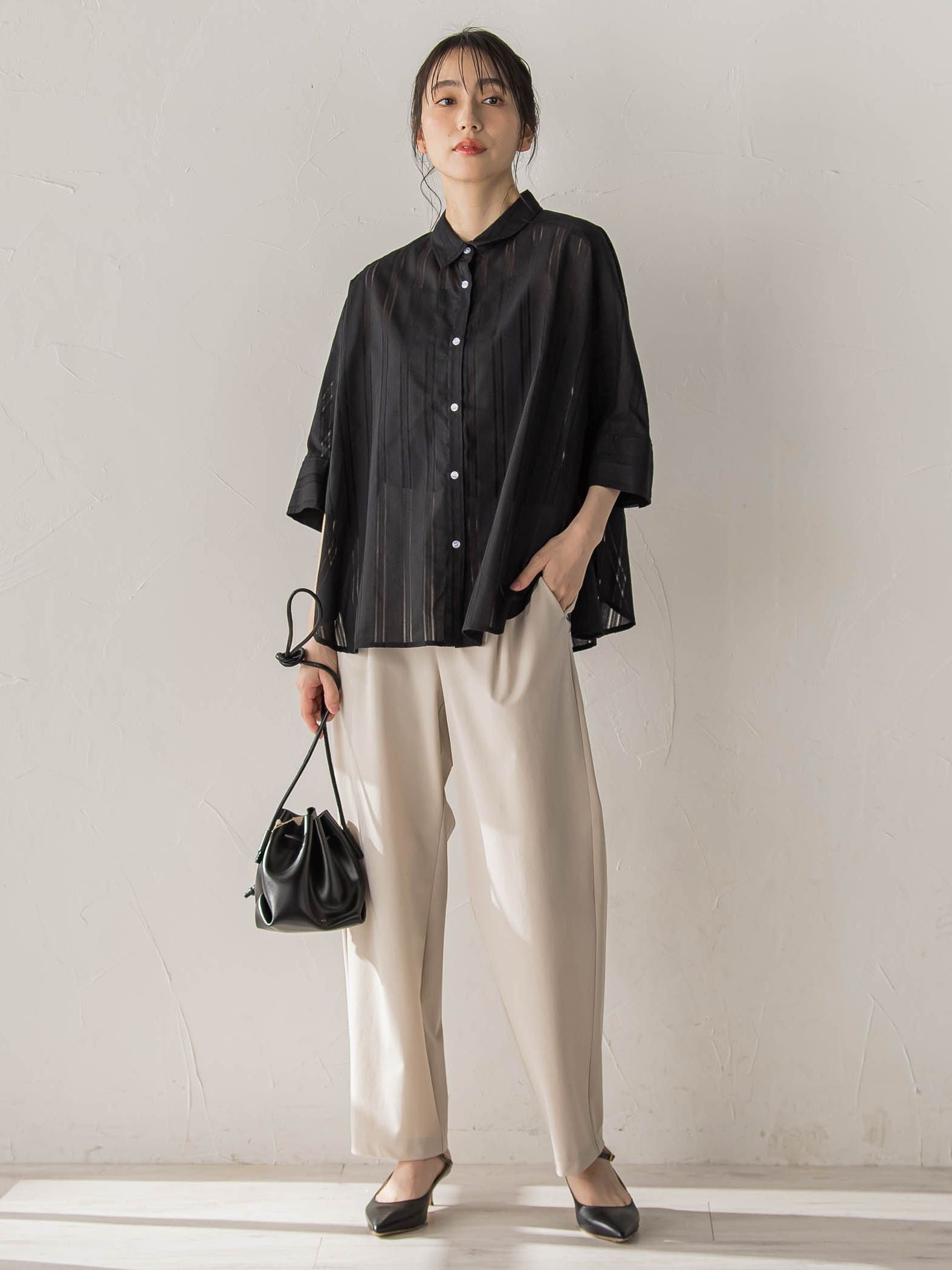 【WEB限定】T/Cストライプブラウス