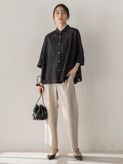 【WEB限定】T/Cストライプブラウス