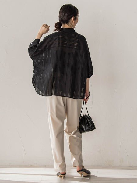 【WEB限定】T/Cストライプブラウス