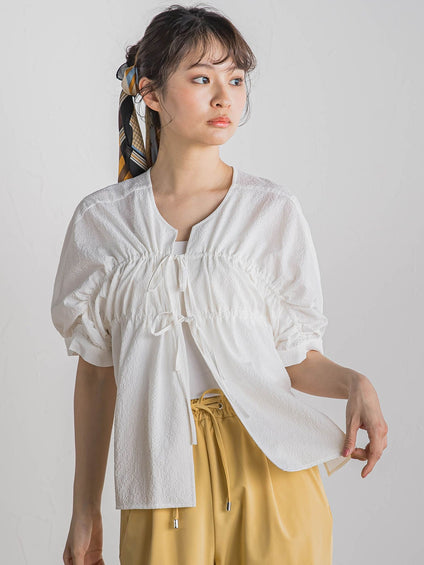 【WEB限定】カラミタンブラーリボンブラウス≪手洗い可能≫