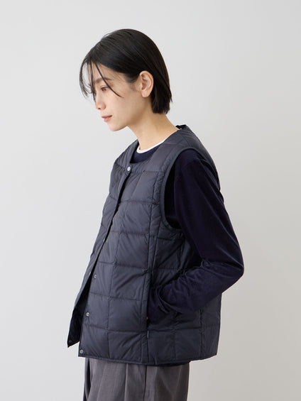 【TAION】ベーシッククルーネックボタン インナーダウンベスト