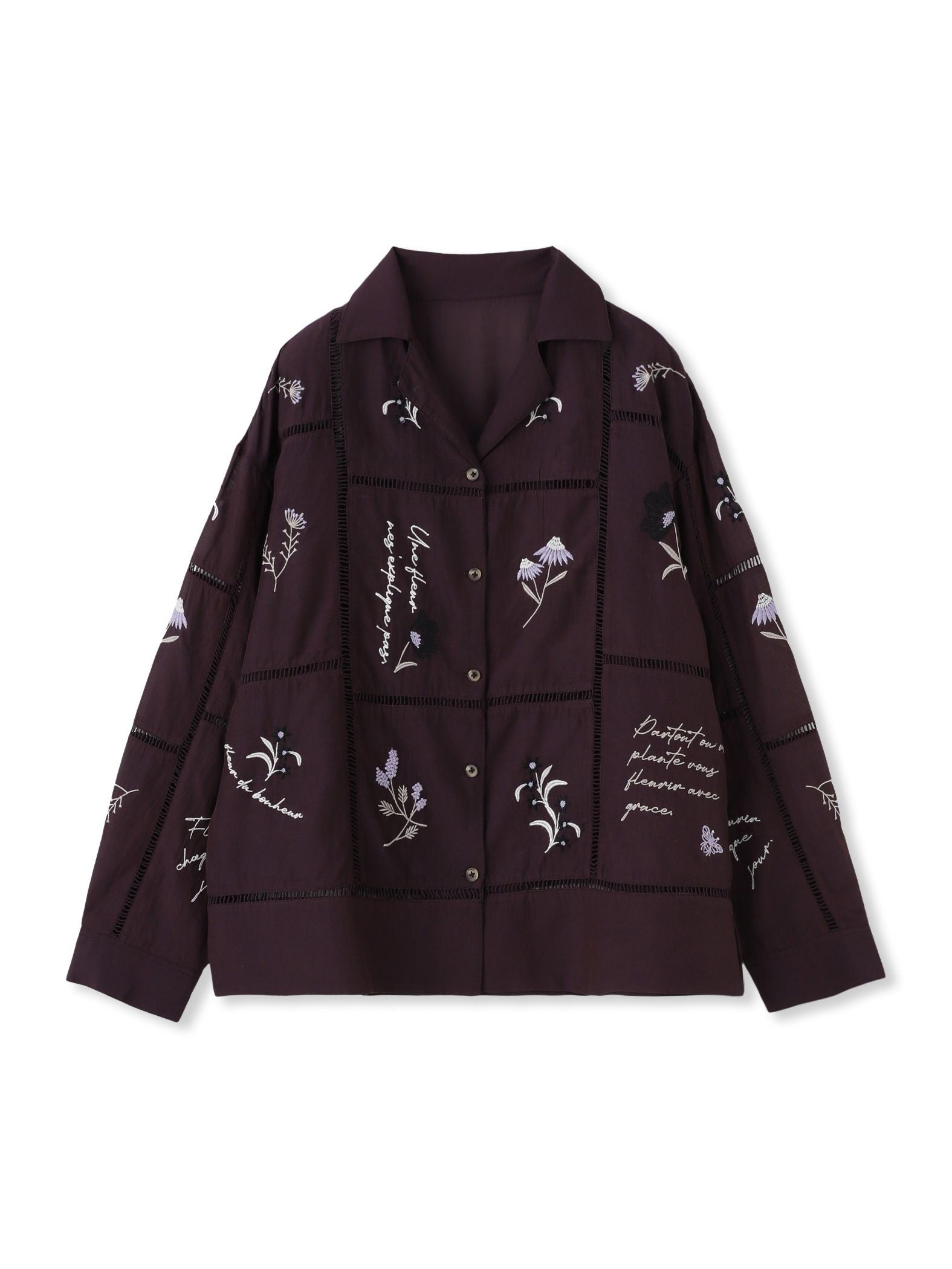 【40周年限定】パッチワーク刺繍オープンカラーシャツ